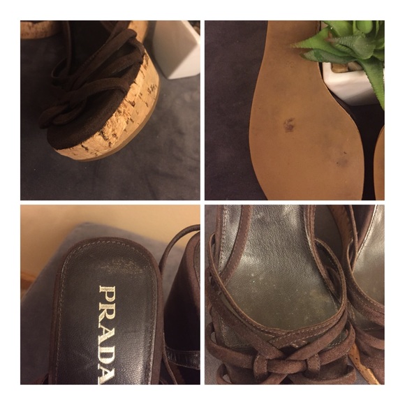 Authentic PRADA Suede Sport Wedges Dark Brown - Picture 8 of 8